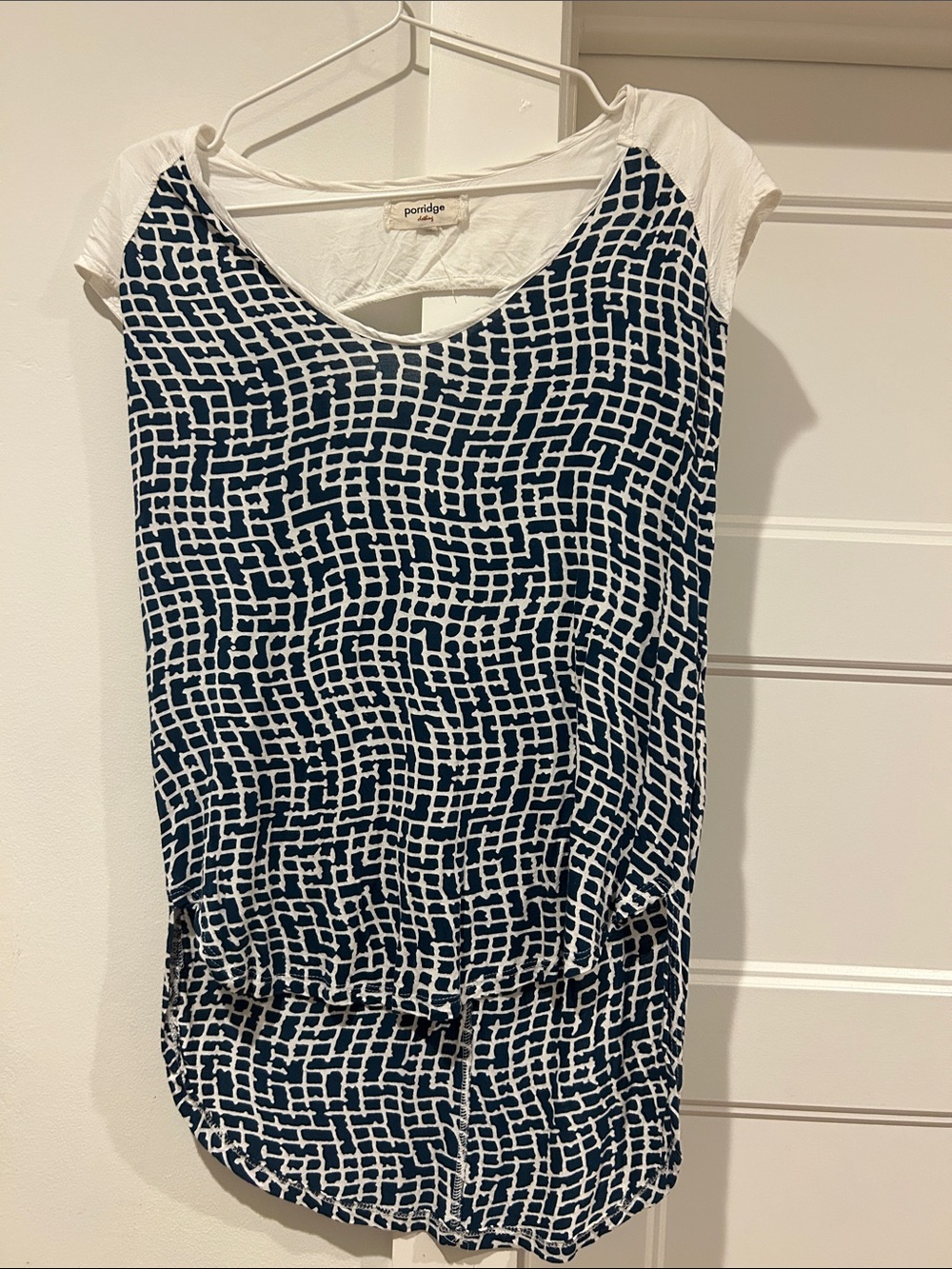 Porridge Navy & White Patterned Cap-Sleeve Camisole